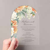Peach Cream Floral Greenery Arch repetitie diner Acryl Uitnodigingen (Insitu (Draagbaar))