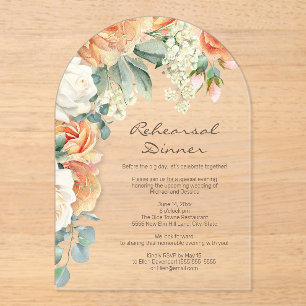 Peach Cream Floral Greenery Arch repetitie diner Acryl Uitnodigingen