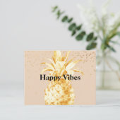 Peach Cream Geel Goud Ananas Briefkaart (Staand voorkant)