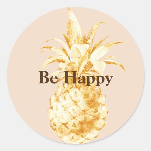 Peach Cream Geel Goud Ananas Confetti Ronde Sticker (Voorkant)