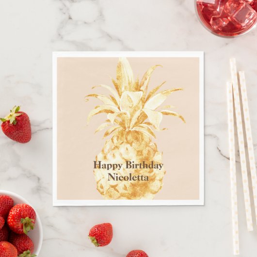 Peach Cream Geel Goud Ananas Confetti Servet (Insitu)