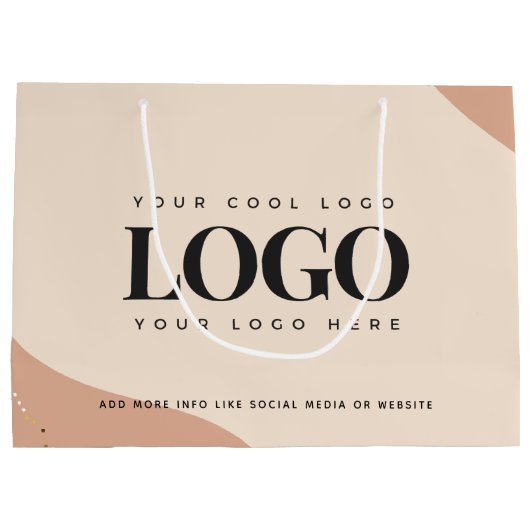 Peach Cream Gold Stippen - aangepaste Logo grote c Groot Cadeauzakje (Achterkant)