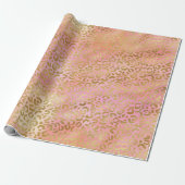 Peach Cream Roze Geel Goud Leopard Print Tie Dye Cadeaupapier (Uitgerold)