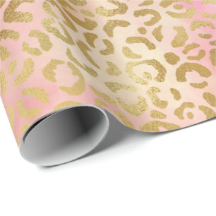 Peach Cream Roze Geel Goud Leopard Print Tie Dye Cadeaupapier