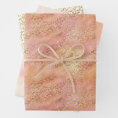 Peach Cream Roze Geel Goud Leopard Print Tie Dye Inpakpapier Vel (In situ)