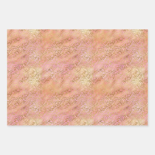 Peach Cream Roze Geel Goud Leopard Print Tie Dye Inpakpapier Vel (Voorkant)