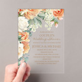 Peach Cream Waterverf Bloemenboog Paar Douche Acryl Uitnodigingen (Insitu (Draagbaar))