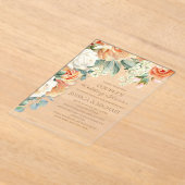 Peach Cream Waterverf Bloemenboog Paar Douche Acryl Uitnodigingen (Laagn)