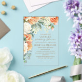 Peach Cream Waterverf Bloemenboog Paar Douche Acryl Uitnodigingen (Insitu (Huwelijk))