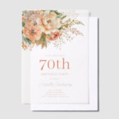 Peach Cream Waterverf Floral 70ste verjaardag Vellum Uitnodigingen (Offset)