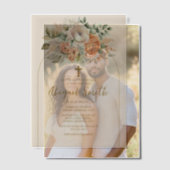 Peach Cream Waterverf Floral Gold Cross Doop Vellum Uitnodigingen (Offset (Koppel))