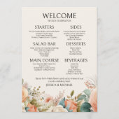 Peach Cream Waterverf Floral Wedding Menu (Voorkant)