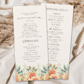 Peach Cream Waterverf Floral Wedding Programma