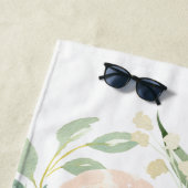 Peach crème green waterverf florale bruiloft strandlaken (In situ)