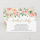 Peach crème greenery spring floral books for baby informatiekaartje (Voorkant / Achterkant)