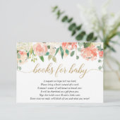 Peach crème greenery spring floral books for baby informatiekaartje (Staand voorkant)
