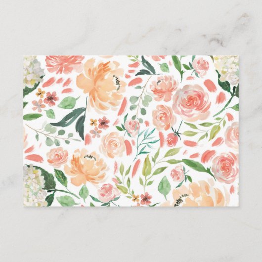 Peach crème greenery spring floral books for baby informatiekaartje (Achterkant)