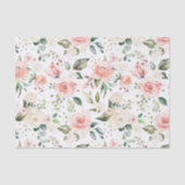 Peach crème rozen, groene bladeren tissuepapier (Voorkant)