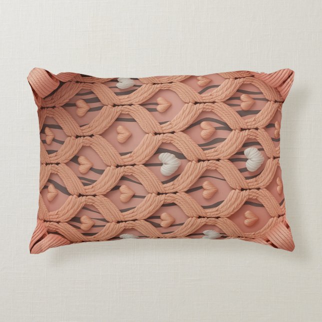 Peach Crochet Tiger Pattern Pillow Cover  Accent Kussen (Voorkant)