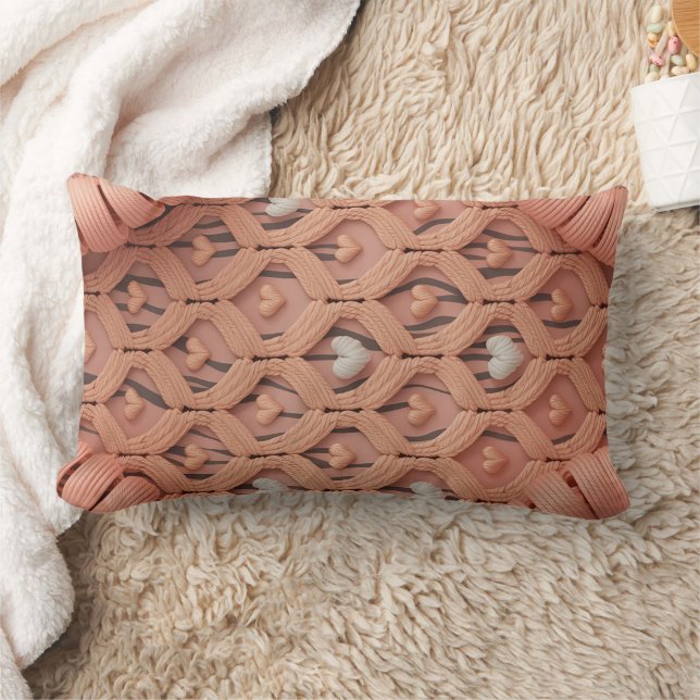 Peach Crochet Tiger Pattern Pillow Cover  Kussen (Deken)