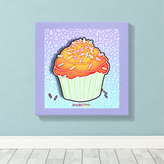 Peach Cupcake Gallery Wrapped Canvas Afdruk (Insitu (Houten vloer))