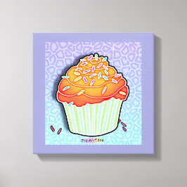 Peach Cupcake Gallery Wrapped Canvas Afdruk
