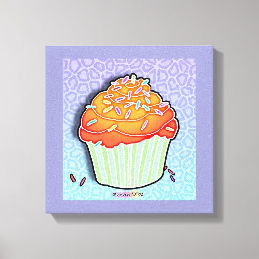 Peach Cupcake Gallery Wrapped Canvas Afdruk (Voorkant)