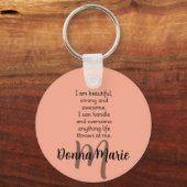 Peach Custom Name Motivational Quote   Sleutelhanger (Voorkant)