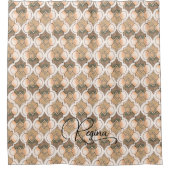 Peach Custom Name Watercolor Geometric Pattern Douchegordijn (Voorkant)