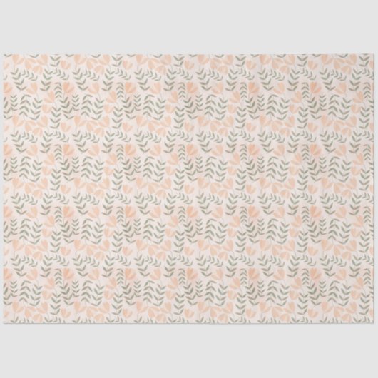 Peach Cute Floral Pastels Tissuepapier (Voorkant)