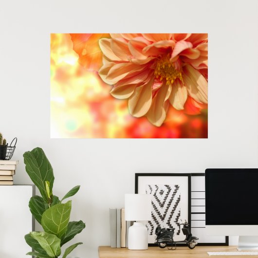 Peach Dahlia Haze Poster (Thuiskantoor)
