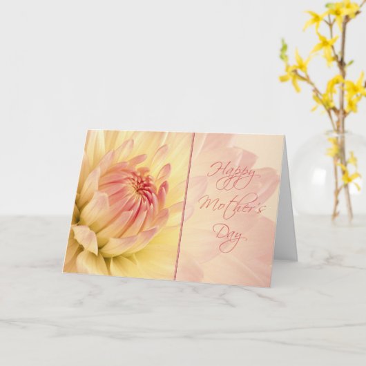 Peach Dahlia Moederdag Kaart (Gele Bloem)