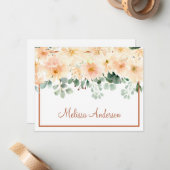 Peach Dahlia Waterverf Floral Herfst op persoonlij Notitiekaartje (Voorkant / Achterkant in situ)