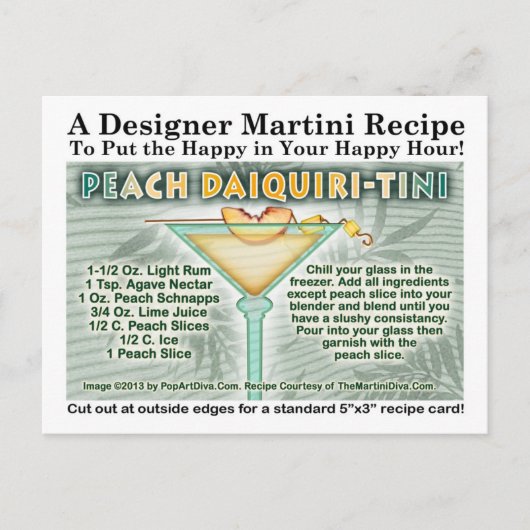 PEACH DAIQUIRI MARTINI RECEPT BRIEFKAART (Voorkant)