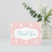 Peach Damask Dank u Briefkaart (Staand voorkant)