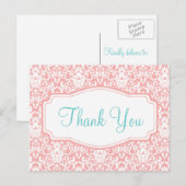 Peach Damask Dank u Briefkaart (Voorkant / Achterkant)