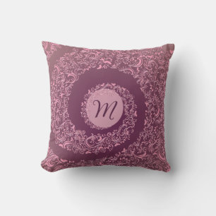 Peach Damask Monogram Kussen