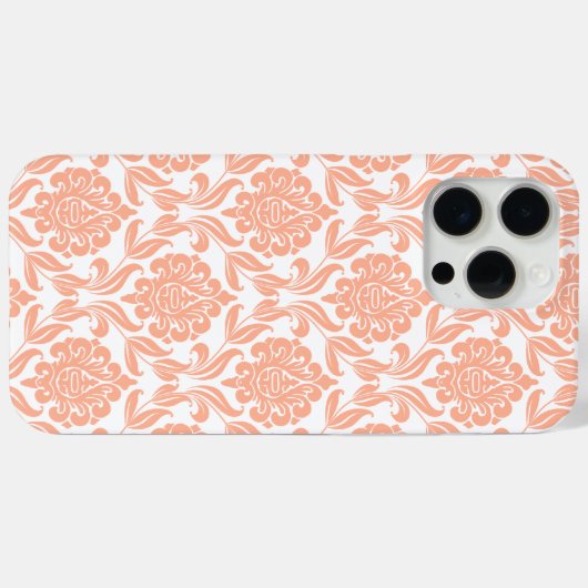 Peach Damask Pattern Case-Mate iPhone Case (Achterkant (horizontaal))