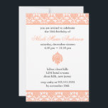 Peach Damask Sweet Sixteen-uitnodigingen Kaart<br><div class="desc">Prachtige zweet Sixteen of Quinceanera Party-uitnodigingen met een delicaat roze demaspatroon. 
 Art Mujka Design</div>