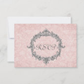 Peach Damask Vintage RSVP Wedding Response (Voorkant)