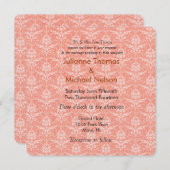 Peach Damask Wedding Kaart (Voorkant / Achterkant)
