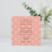 Peach Damask Wedding Kaart (Staand voorkant)