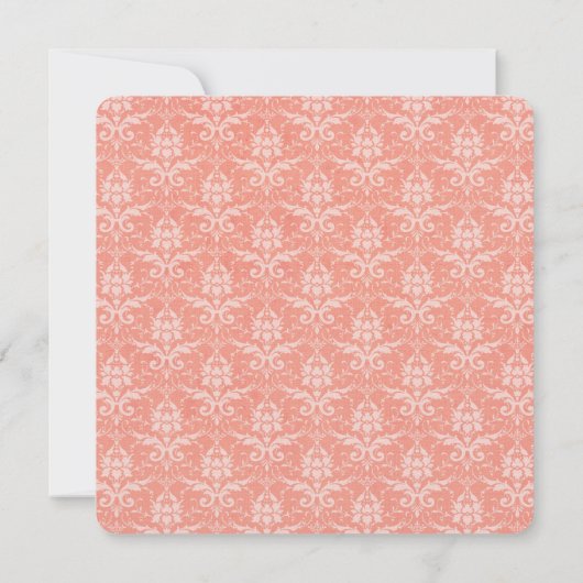 Peach Damask Wedding Kaart (Achterkant)