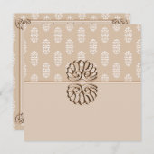 Peach Damask Wedding Kaart (Voorkant / Achterkant)