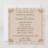 Peach Damask Wedding Kaart (Achterkant)