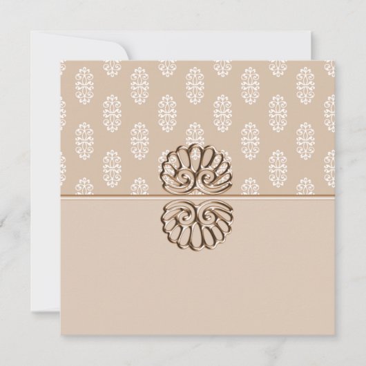 Peach Damask Wedding Kaart (Voorkant)