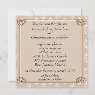 Peach Damask Wedding Kaart