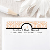 Peach Damask Wedding Monogram Labels (Insitu)