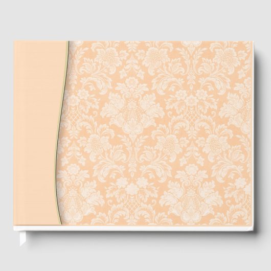 Peach Damask Wedding of Shower Guestbook Notitiebo Gastenboek (Voorkant)
