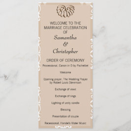 Peach Damask Wedding Program Programmakaart